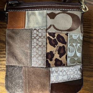 RARE VINTAGE Coach Brown Messenger Bag with Patchwork Design